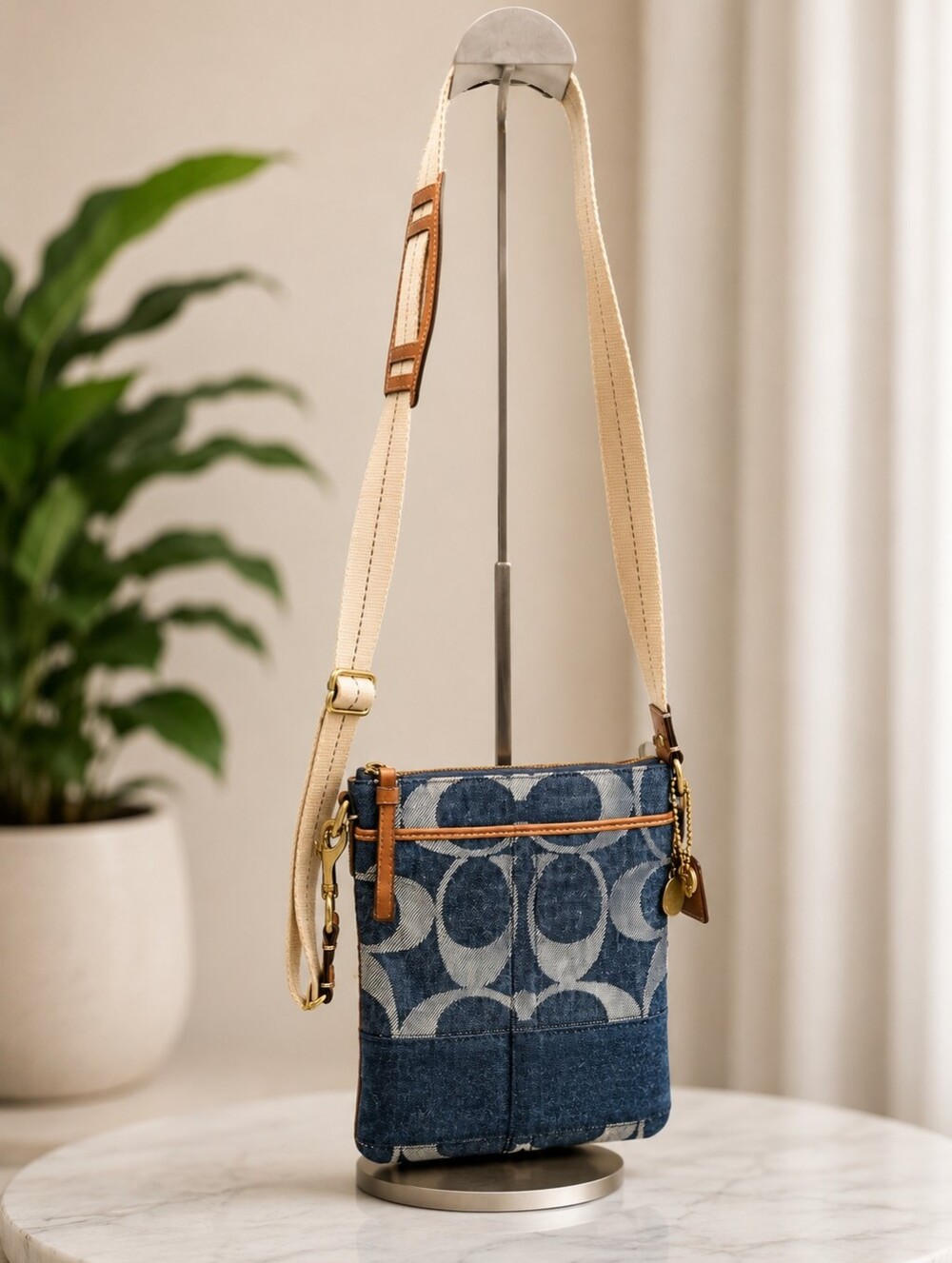 Coach Denim Signature Swingpack Crossbody Bag